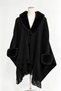 Women's Knitwear: Luxe Black Fur-Trimmed Wide-Sleeved Poncho - 2