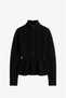 Black Mock Neck Peplum Cardigan