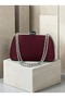 Burgundy Stone-Embellished Satin Clutch Bag with Silver Accents and Chain Strap for Women—Wedding and Engagement - 4
