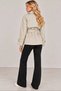 Women's Beige Belted Double-Breasted Button-Front Short Trench Coat with Pockets with Wrap Neckline - 3