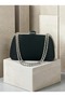Women's Evening Clutch Bag with Black Stone Accents, Satin, and Chain-Accented Design—Perfect for Weddings and Engagements - 5