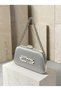 Women's Evening Clutch Bag with Gray Stone-Embellished Satin and Silver Accents, Chain Strap—Perfect for Weddings and Engagement Parties - 2