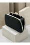 Women's Evening Clutch Bag with Black Stone Accents, Satin, and Chain-Accented Design—Perfect for Weddings and Engagements - 6