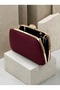 Women's Evening Clutch Bag with Burgundy Stone-Embellished Satin and Gold Accents, Chain Strap—Perfect for Weddings and Engagements - 6