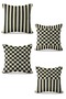 Checkers Collection | Cushion Cover | 4-Piece Set | Reversible Print | 43x43 cm | Living Room Decor | Sofa Pillowcase - 3