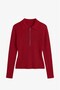 Red Slim Fit Sweater with Half-Zip