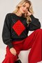 Women's Anthracite Stone Embellished Crew Neck Super-Soft Knit Sweater - 3