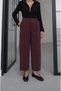 Plum-Colored Ribbed Straight-Leg Pants - 2