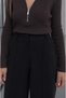 Black Ribbed Straight-Leg Pants - 4