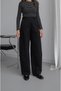 Black High-Waisted Bell-Bottom Pants - 4