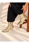 Vi̇enna Gold Wicker Leather Pointed Toe 5 cm Thin Heel Women's Boots Botti̇e - 6