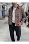 Coffee-Colored Plaid Zipper Jacket MRK-2351 - 5