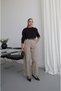 Beige Curved Barrel Pants - 3