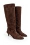Women's Brown Suede Pointed Toe Stiletto Heel Knee-Length Boots by Derlis