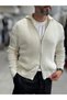 Beige Zipper-Front Knit Sweatshirt MRK-2850 - 3