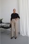 Beige Curved Barrel Pants