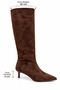 Women's Brown Suede Pointed Toe Stiletto Heel Knee-Length Boots by Derlis - 2