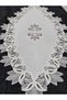 Lale 5-Piece Lace Living Room Set with Linen Table Runner, Coffee Tablecloth, Display Cabinet, and Console Table Set—Cream-Cream - 2