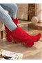 Arizona Red Suede Tasseled 5 cm Heel Dallas Boots Botties - 2