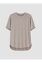 Alita City Farkıyla Koor Sport Brown Combed Cotton Plain Oversize Women's Sports T-Shirt - 6