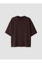 Brown Interlock Solid Oversized Short-Sleeve Women's T-Shirt, ALITA CITY Style - 5