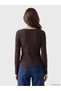 Two Mt Shop Quality Lcw Everyday Brown Camisole Plain Tight & Slim Long Sleeve Women's Bodysuit - 4