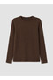 Alita City Farkıyla Lcw Everyday Brown Combed Cotton Plain Narrow & Slim Long Sleeve Women's Bodysuit - 5