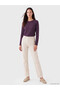 Two Mt Shop Quality Lcw Everyday Purple Combed Cotton Plain Tight & Slim Long Sleeve Women's Bodysuit - 2