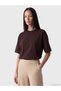 Brown Interlock Solid Oversized Short-Sleeve Women's T-Shirt, ALITA CITY Style