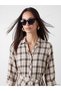 LCW STUDIO Ecru Gabardine Plaid Standard & Regular Shirt Collar Long-Sleeve Shirt Dress—The ALITA CITY Difference - 2
