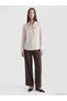 TWO MT SHOP QUALITY LCW STUDIO Ecru Striped Women's Shirt with Scarf Collar with Boat Neck - 2
