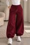 Beliska Burgundy 3-Thread Curled-Hem Adjustable Elastic Waistband with Pockets and Drawstring, Thick Oversized Oversized Sweatpants - 5