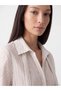 TWO MT SHOP QUALITY LCW STUDIO Ecru Striped Women's Shirt with Scarf Collar with Boat Neck - 3
