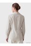 TWO MT SHOP QUALITY LCW STUDIO Ecru Double-Breasted Tie-Detail Button-Down Striped Women's Shirt - 4