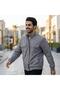 Casual Cotton Bomber Jacket with Side Zip Pockets - Classic Plain Grey - 2