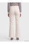 LCW Vision Ecru Velvet Straight-Leg & Slim-Fit Flared Women's Pants, Featuring the ALITA CITY Touch - 4
