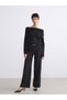 LCW Vision Black Polyviscose Straight-Leg & Slim-Fit Narrow-Legged Wide-Leg Women's Pants, Featuring the ALITA CITY Touch