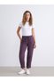 LCW Modest Purple Muslin Solid Carrot-Cut Tapered-Leg Women's Pants, Featuring the ALITA CITY Touch
