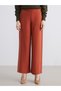 LCW Vision Brown Armure Fabric Standard & Regular Wide-Leg Women's Pants, Featuring the ALITA CITY Touch - 3