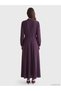 LCW Modest Purple Solid Standard & Regular Mock Neck Long Dress, Featuring the ALITA CITY Touch - 4
