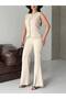 Women's Gold-Buttoned Vest Set and Pants Set with Slits at the Hem—Stylish Two-Piece Set - 8