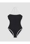 Alita City Farkıyla Soulife Black Plain Women's Swimsuit