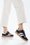 Full-Length Molded Thermal Sole Black, White, and Beige Women's Sneakers with Side Stripes—Suitable for Everyday Use, Lace-Up - 3
