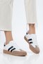 Full-Length Molded Thermal Sole Black, White, and Beige Women's Sneakers with Side Stripes—Suitable for Everyday Use, Lace-Up - 3