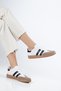 Full-Length Molded Thermal Sole Black, White, and Beige Women's Sneakers with Side Stripes—Suitable for Everyday Use, Lace-Up - 5