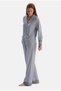 Women's Gray Pajama Set with Geometric Patterned Design, 50% Modal, 50% Cotton - 4