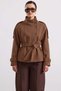 Oversized Short Coat with Mock Neck and Epaulet Detail, A.KAHVE 3205 - 2