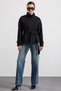 Oversized Short Coat with Mock Neck and Epaulet Detail, BLACK 3205 - 3