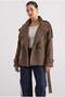 Oversized Short Coat with Mock Neck and Epaulet Detail, BROWN 3205 - 3