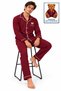 Men's Long-Sleeve Cotton Pajama Set with Bear Embroidered Pockets and Premium Buttons - 3